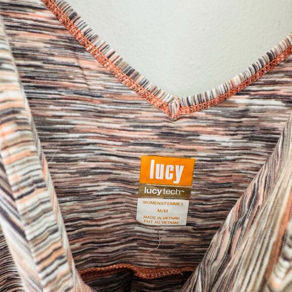 Lucy Tech Brown And Coral Ruched Athletic Tank Women’s Size M - Picture 4 of 6